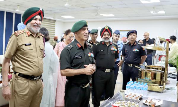Dr. Jatinder Paul Singh Gill, Vice-Chancellor, Major General Narinder Singh, Sena Medal, and other dignitaries during their visit to the Products Exhibition organized by the College of Dairy and Food Science.